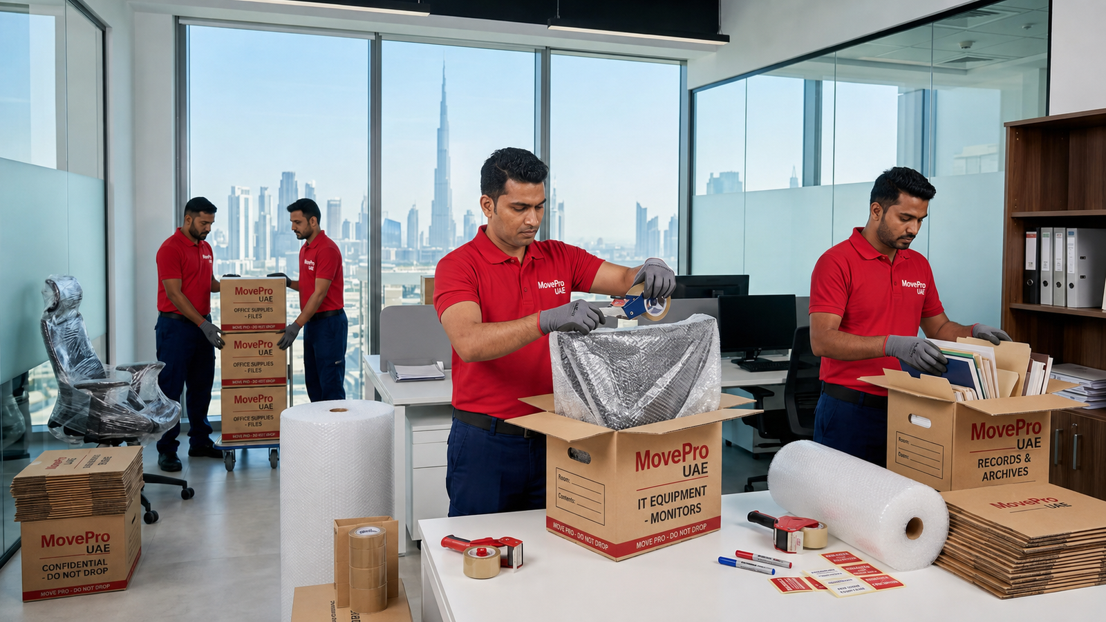Office relocation and commercial furniture moving services in Al Ain by MovePro UAE